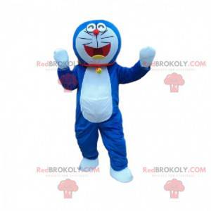 Blauwe en witte kat mascotte. Kat kostuum - Redbrokoly.com